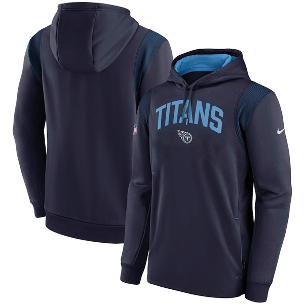 Tennessee Titans Navy Sideline Stack Performance Pullover Hoodie 001